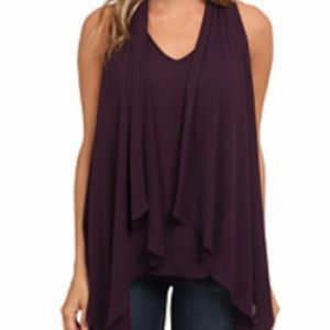 Drape front blouse - eggplant